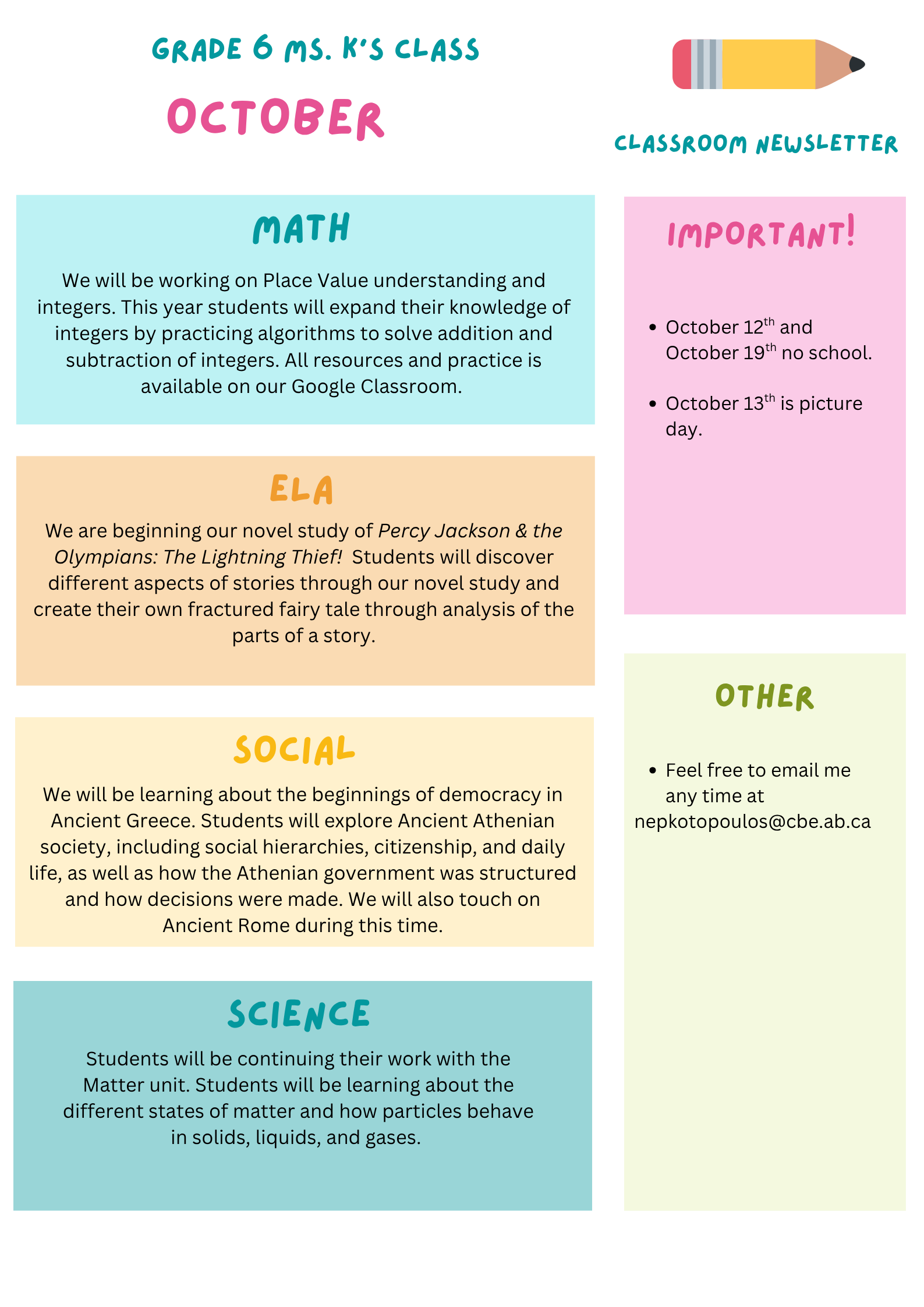 October Newsletter